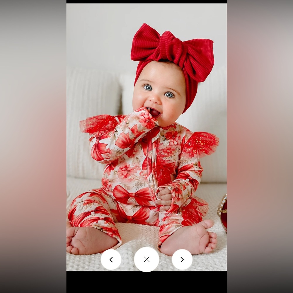Floral Red Baby One Piece